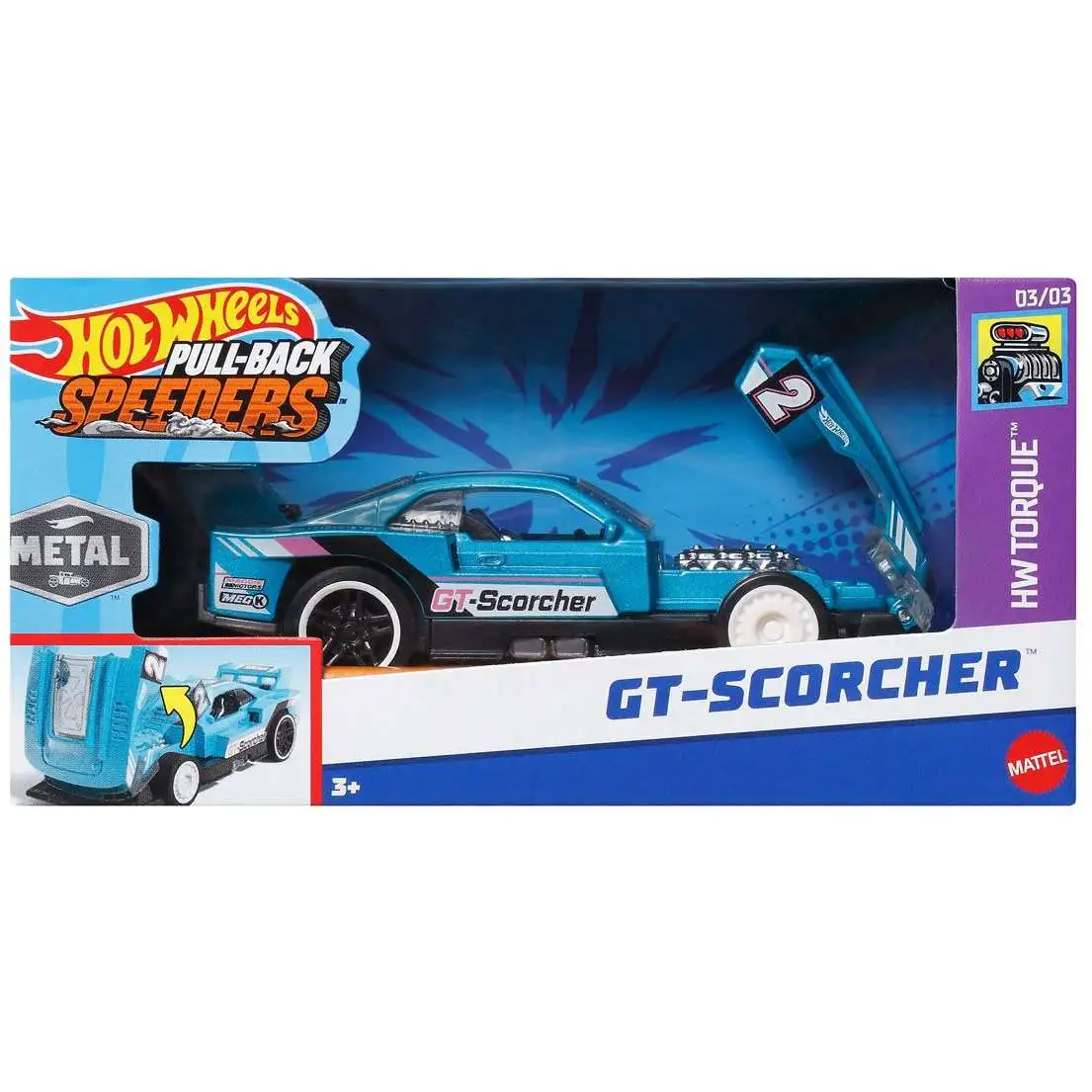 Hot Wheels Pull-Back Speeders Muscle Mania GT-Scorcher Diecast Pull-Back Car