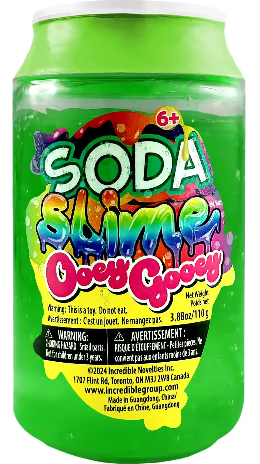 Soda Slime Ooey Gooey GREEN 3.88Oz Slime
