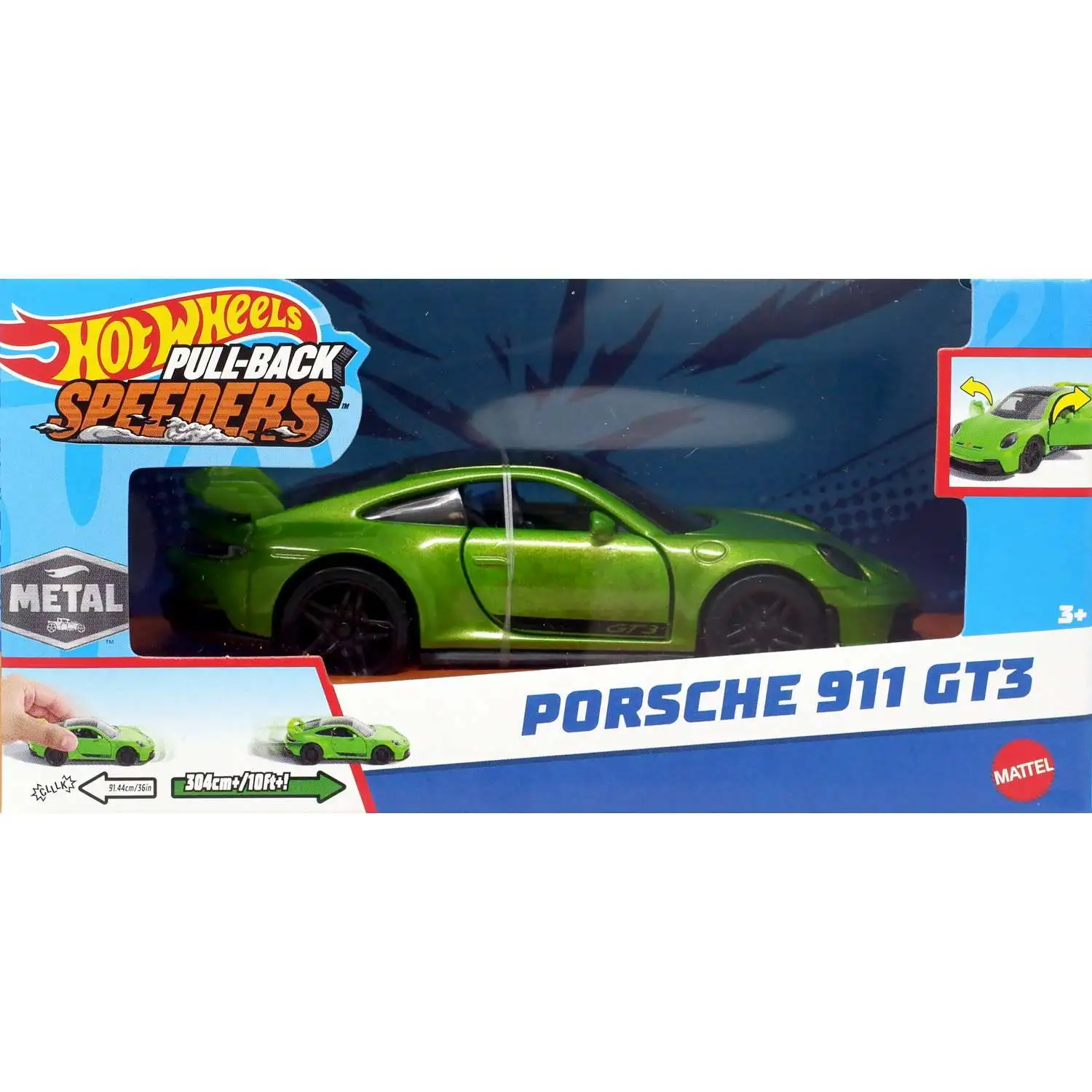 Hot Wheels Pull-Back Speeders Porsche 911 GT3 Diecast Pull-Back Car