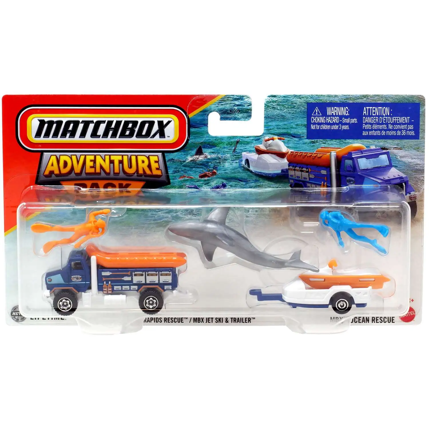 Matchbox Adventure Pack Rapids Rescue / MBX Jet Ski Trailer [Version 1]