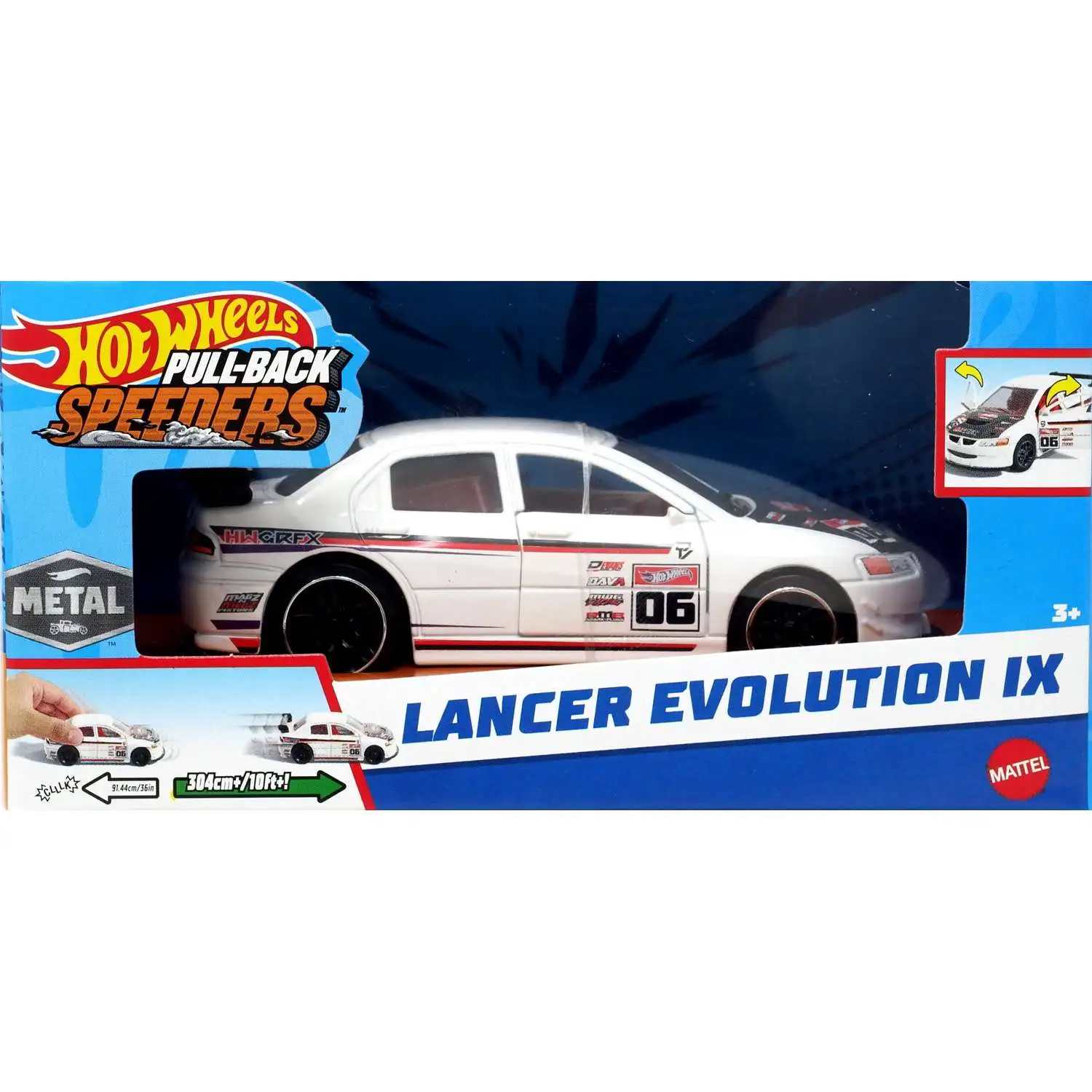 Hot Wheels Pull-Back Speeders Lancer Evolution X Diecast Pull-Back Car