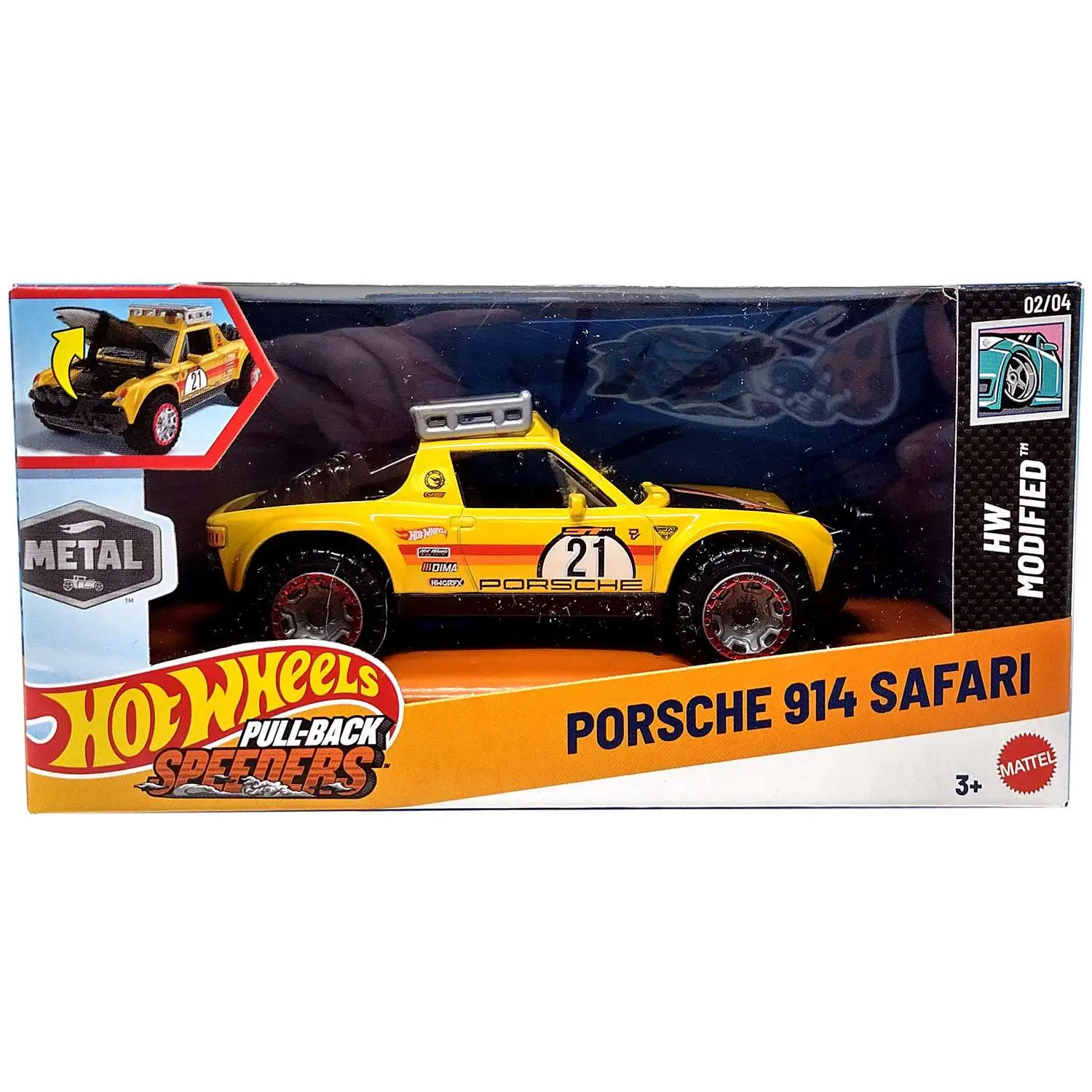 Hot Wheels Pull-Back Speeders Muscle Mania Porsche 914 Safari 143