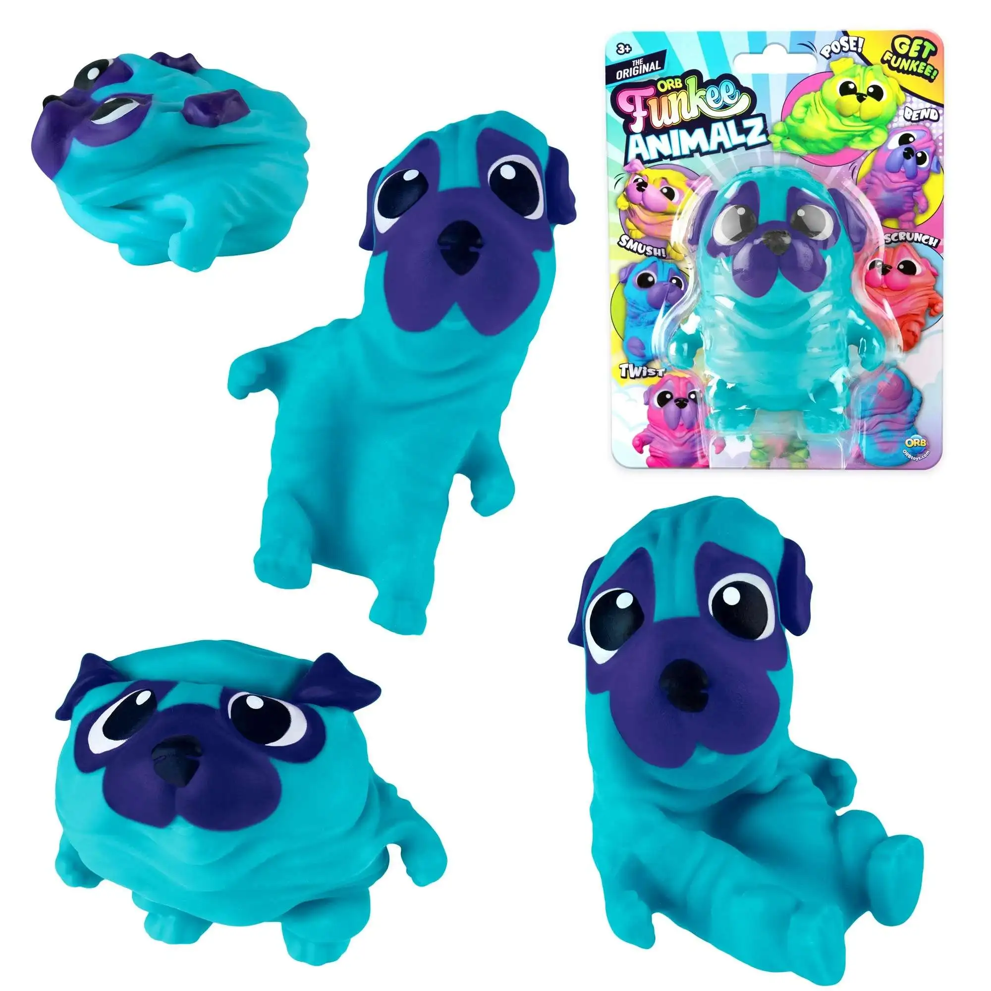 Funkee Animalz Pug Orange 4.5 Stretchy Figure ORB Toys - ToyWiz