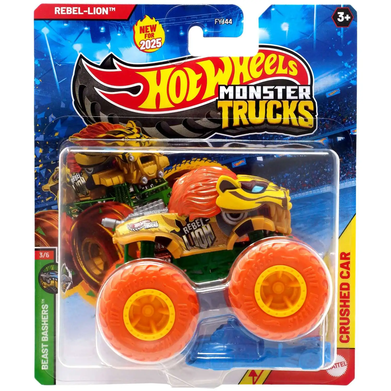 Hot Wheels Monster Trucks Beast Bashers Rebel-Lion Diecast Car