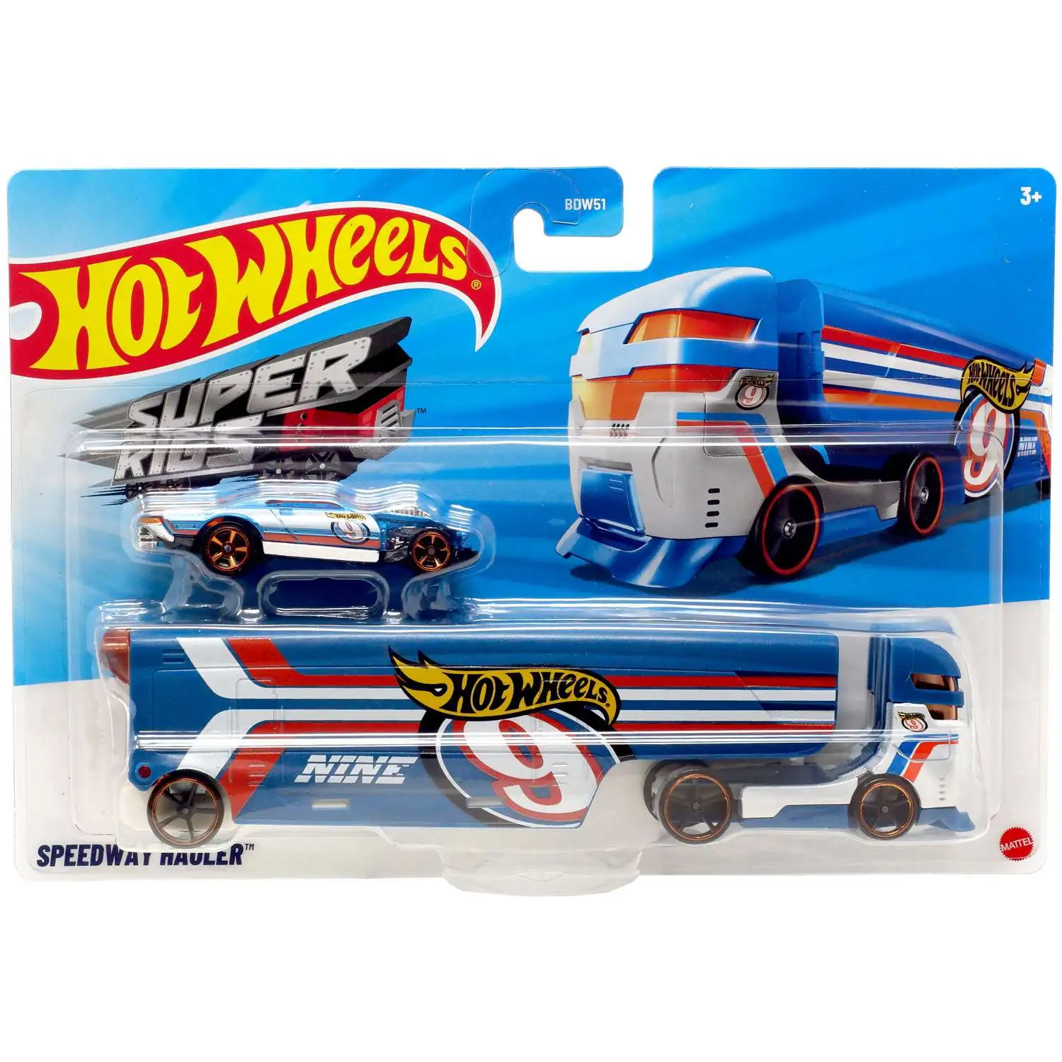 Hot Wheels Super Rigs Speedway Hauler Diecast Car Blue