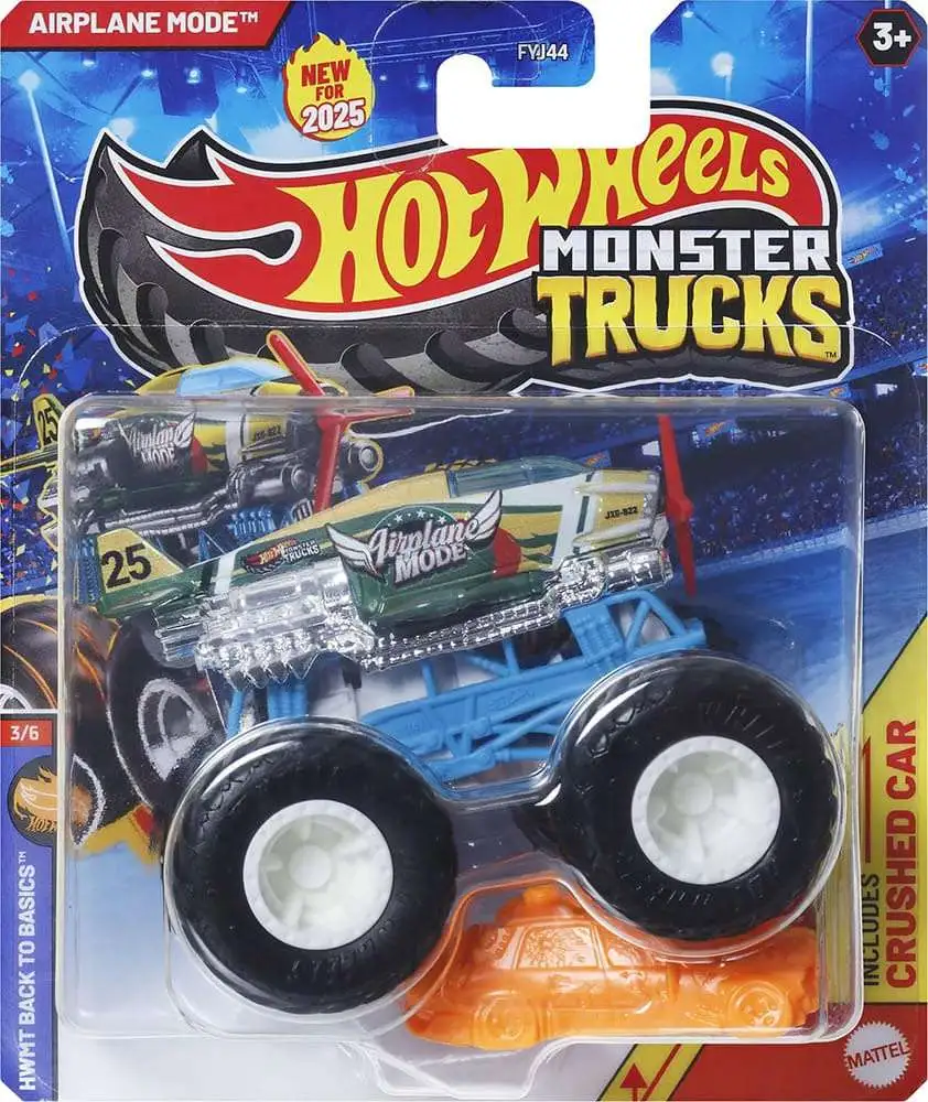 Hot Wheels Monster Trucks Back to Basics Airplane Mode Diecast Car