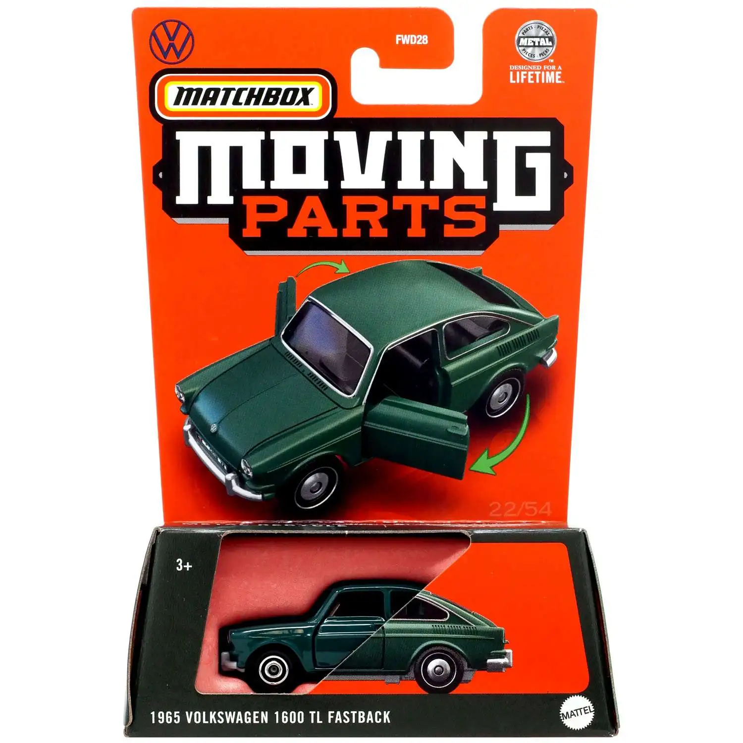 1965 Volkswagen 1600 TL (Fastback) ミニカー Matchbox Moving Parts 1965 Volkswagen 1600TL Fastback Diecast