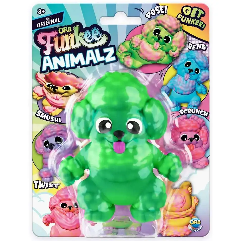Funkee Animalz Poodle Green / Blue 4.5-Inch Stretchy Figure