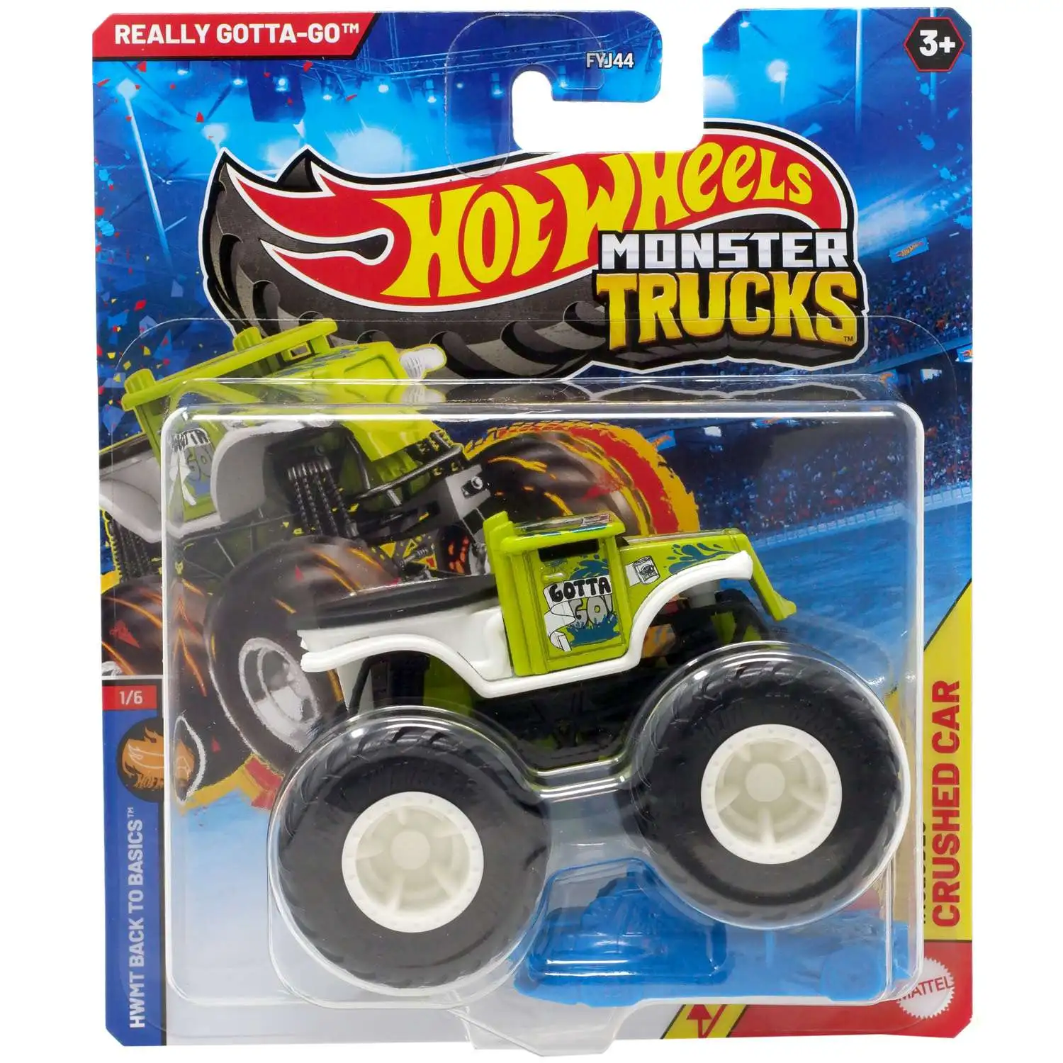 Hot Wheels Monster Trucks HWMT Back to Basics Really Gotta-Go Diecast Car [Includes Crushed Car!]