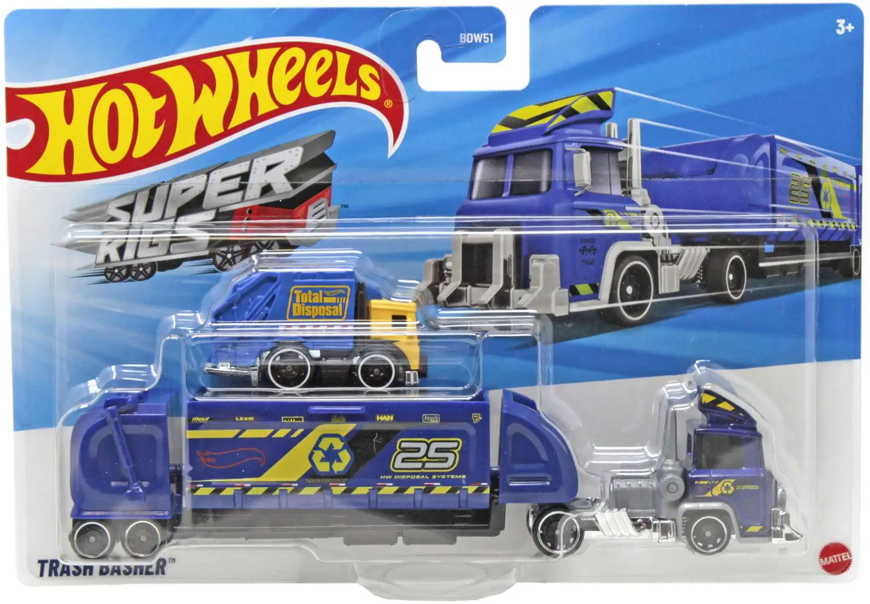 Hot Wheels Super Rigs Trash Basher Diecast Car [Blue]