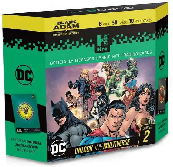 Hro DC Unlock the Multiverse Chapter 2 Black Adam Hybrid NFT Trading Card Starter Deck [8 Packs]