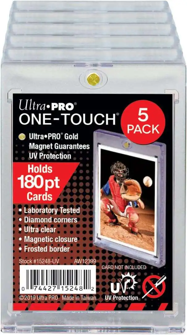 Ultra Pro Card Supplies UV Protection One-Touch Card Holder 5-Pack [180 Pt]