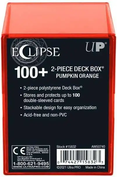 Ultra Pro Eclipse Card Supplies Pumpkin Orange 2-Piece Deck Box