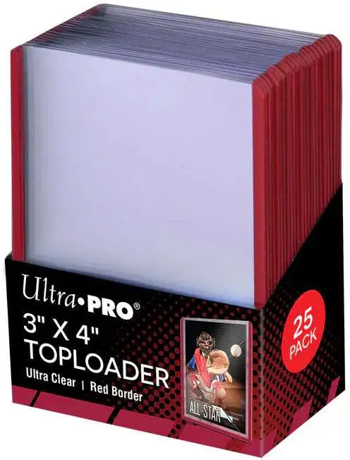 Ultra Pro Card Supplies 3" x 4" Colored Border Toploader [25 Count, Red]