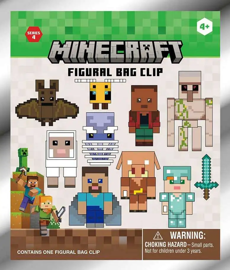 3D Figural Bag Clip Minecraft Series 4 Mystery Pack [1 RANDOM Figure]
