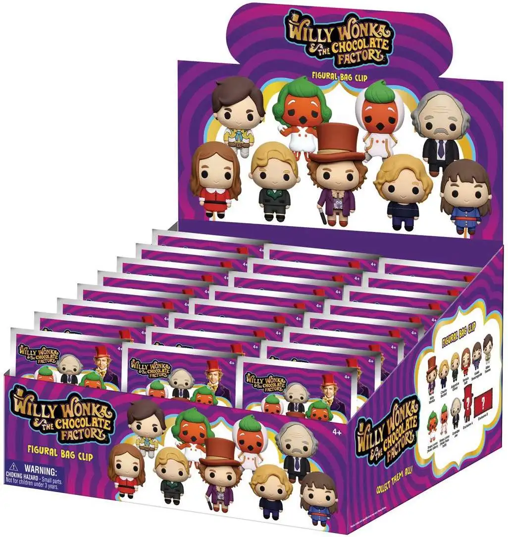 3D Figural Bag Clip Willy Wonka & The Chocolate Factory Mystery Box [24 Packs]
