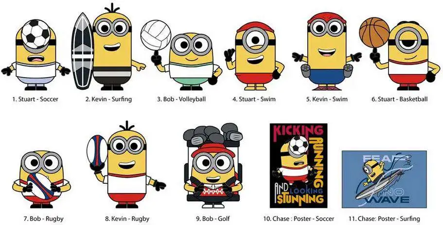 Despicable Me 3D Figural Bag Clip Minions Sports Series 1 Mystery