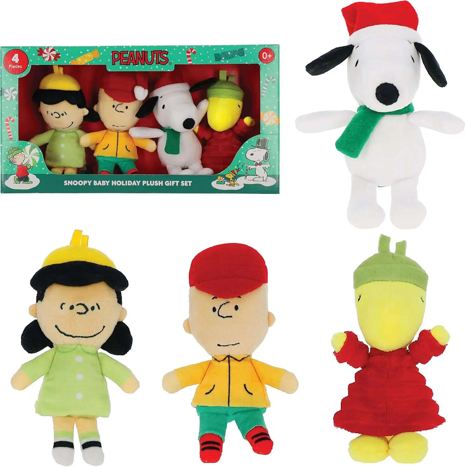 Peanuts 75th Anniversary Charlie Brown, Snoopy, Woodstock & Lucy 6-Inch Plush Pals 4-Pack Set