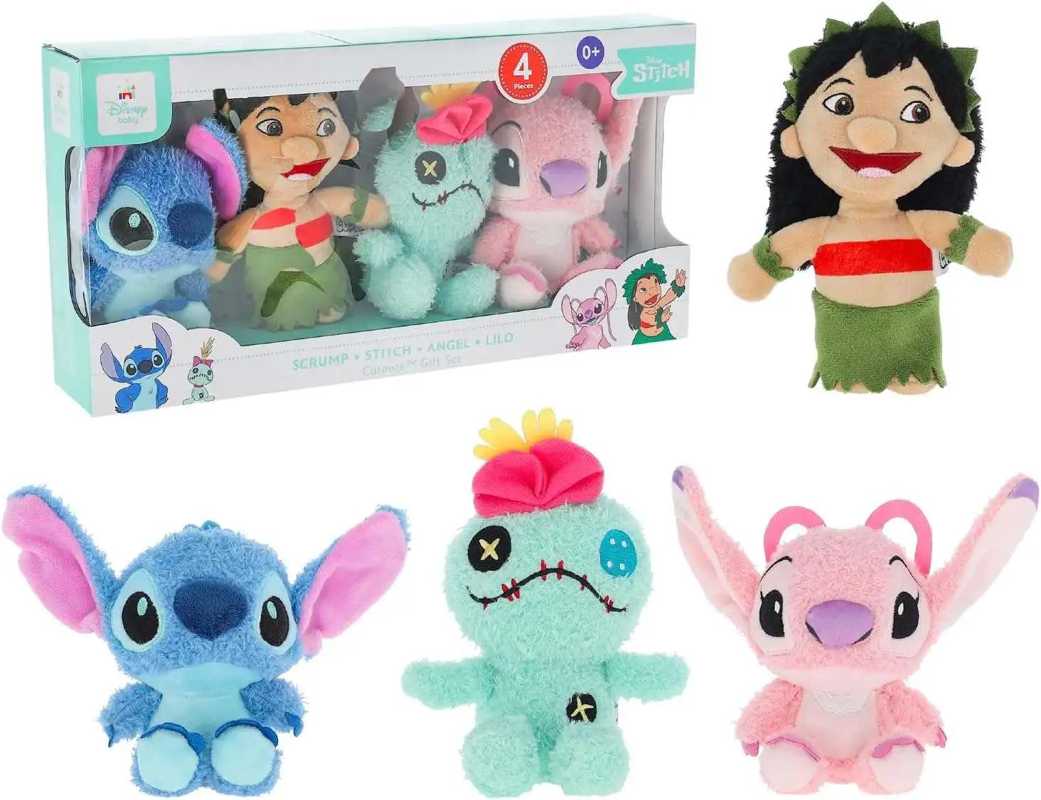 Disney Baby Cuteeze Scrump, Stitch, Angel & Lilo Plush 4-Pack