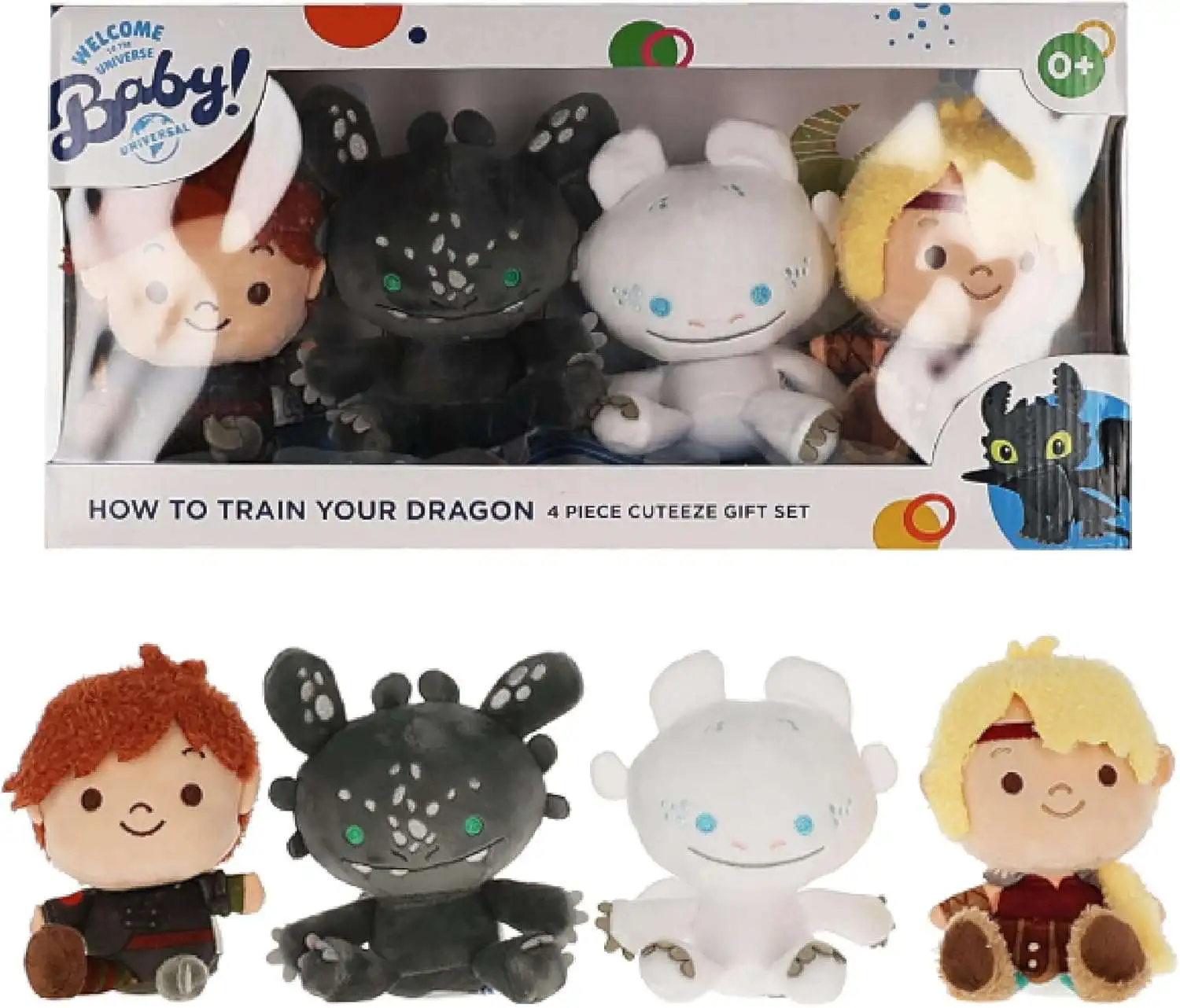 How to Train Your Dragon Welcom to the Universe Baby! Cuteeze Hiccup, Toothless, Astrid & Light Fury Plush 4-Pack