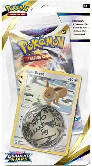Pokemon Sword & Shield Brilliant Stars Eevee Checklane BLISTER Pack [Booster Pack, Promo Card & Coin]