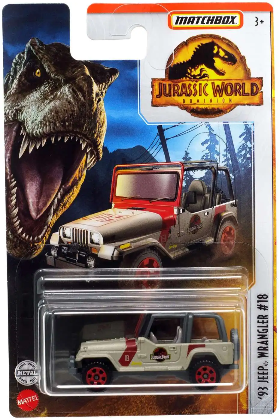 Jurassic World Dominion Matchbox 93 Jeep Wrangler 18 164 Diecast Car Mattel  - ToyWiz