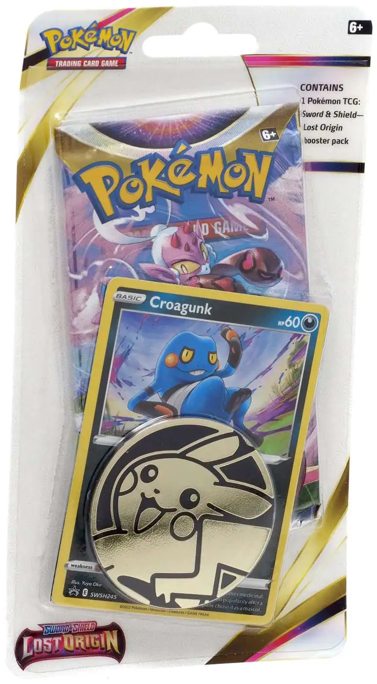 Pokemon Trading Card Game Sword & Shield Lost Origin Croagunk Checklane  BLISTER Pack [Booster Pack, Promo Card & Coin]