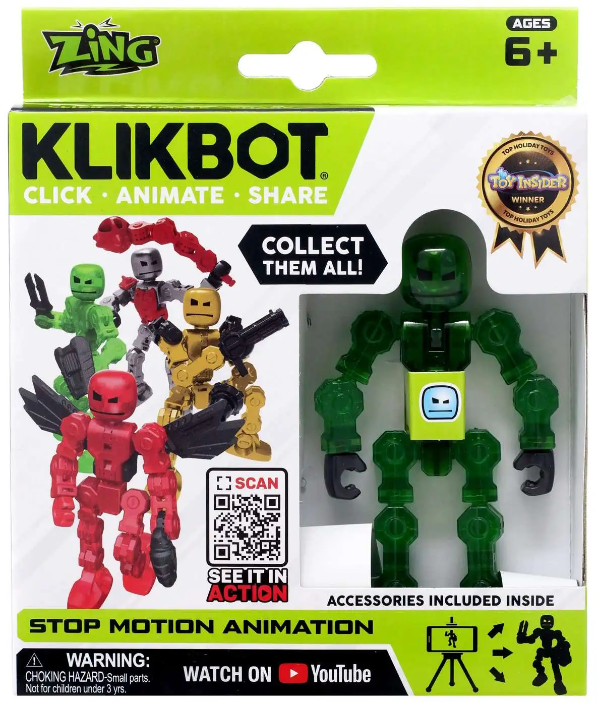 Stikbot Klikbot Green 3-Inch Figure [Translucent]