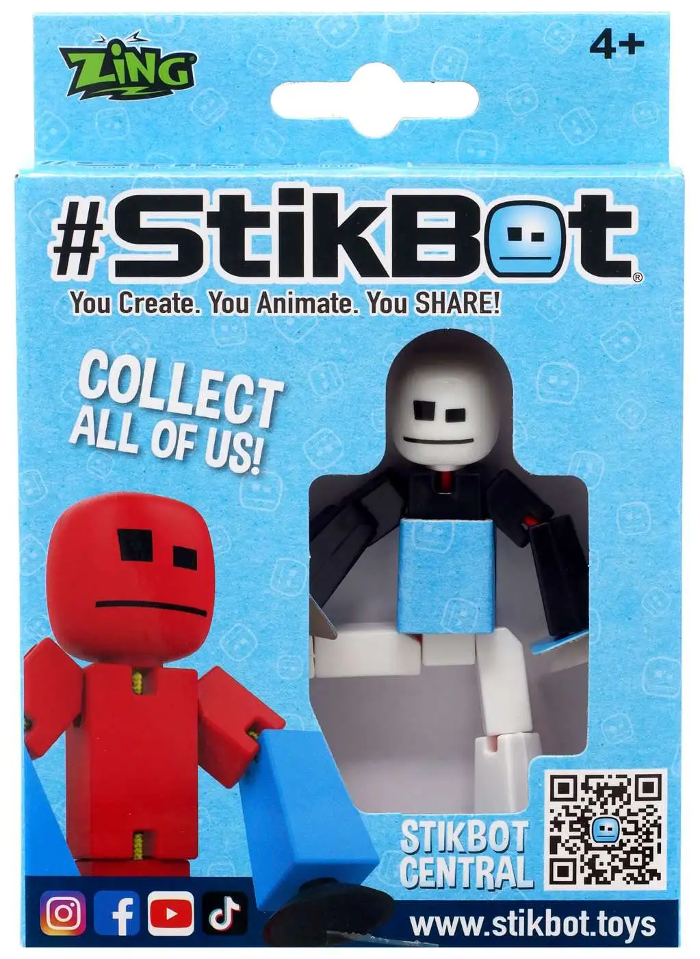 Stikbot White Head/Legs with Black Body 3-Inch Figure