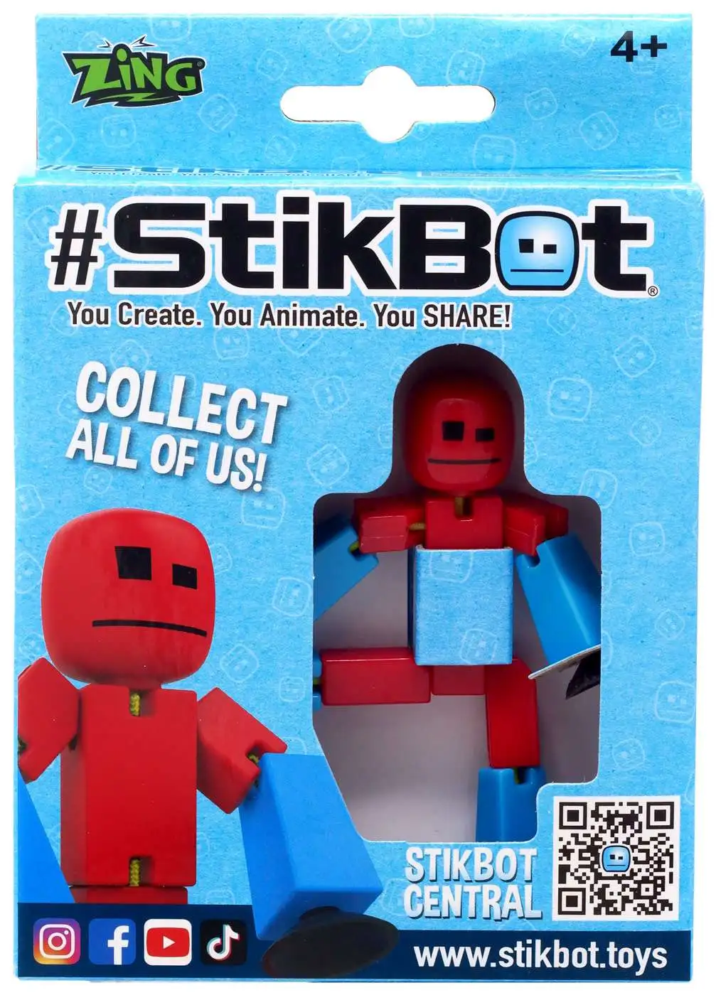 Stikbot Red Head/Body with Blue Arms & Legs 3-Inch Figure