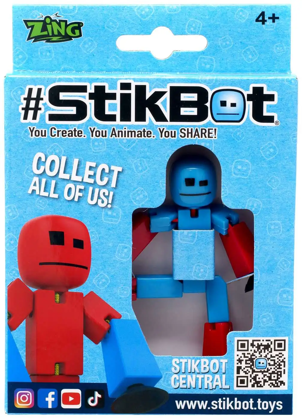 Stikbot Blue Head/Body with Red Arms & Legs 3-Inch Figure