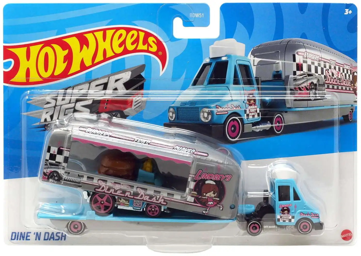 Hot Wheels Super Rigs Dine 'N Dash Diecast Car [Blue & Grey]