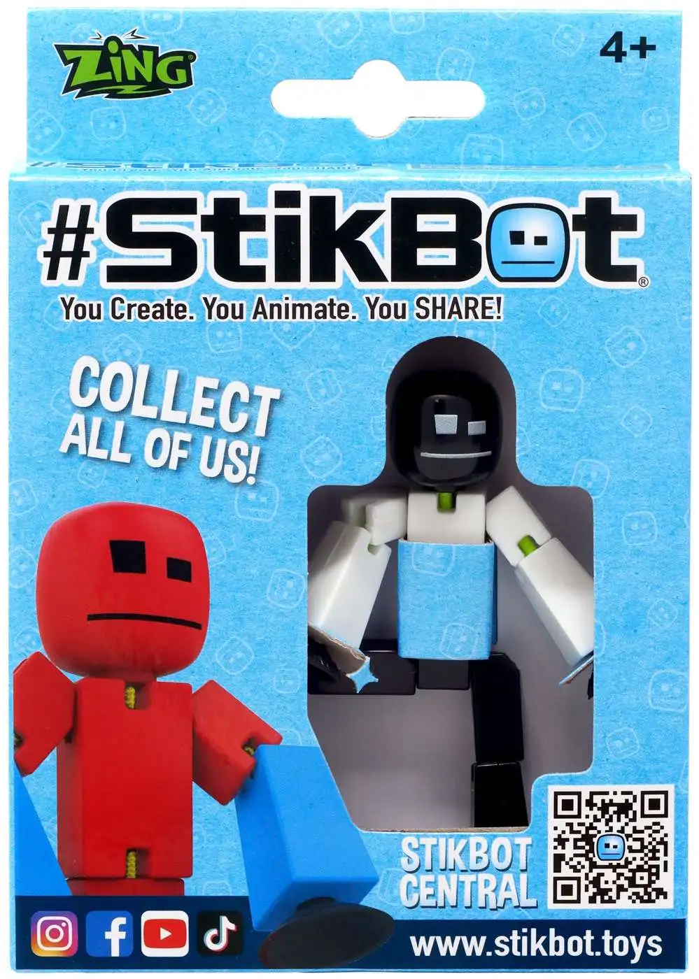 Stikbot Black Head/Legs with White Body 3-Inch Figure