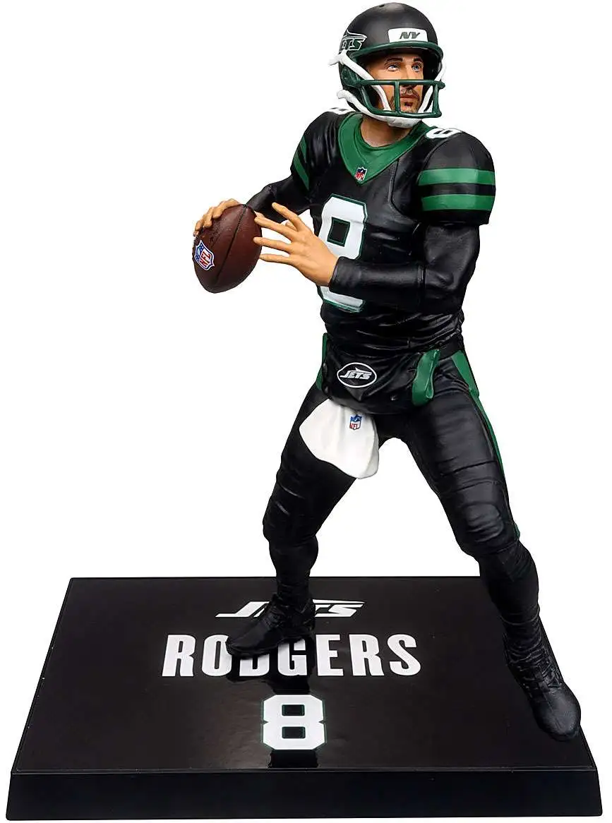 McFarlane Toys NFL New York Jets Sports Picks Football Aaron Rodgers 7 Action Figure Black Uniform Platinum Edition Chase Version ToyWiz