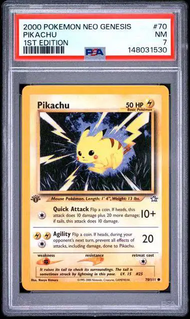 Pokemon Neo Genesis Common Pikachu #70 [1st Edition] [PSA 7]