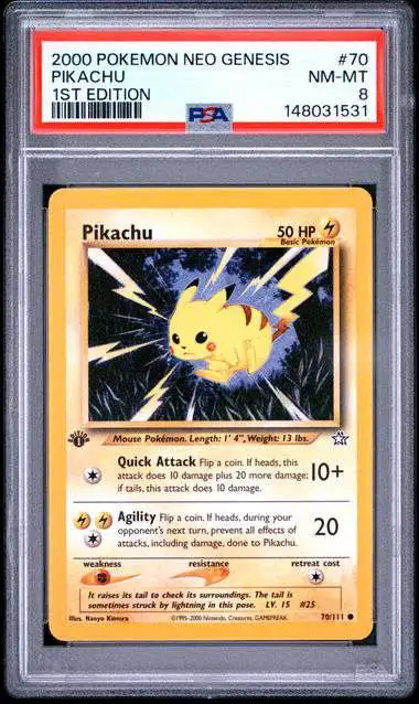 Pokemon Neo Genesis Common Pikachu #70 [1st Edition] [PSA 8]
