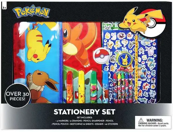 Innovative Designs Pokemon Kids Coloring Art and Sticker Set, 30 Pcs Craft Supplies with Pencil Case