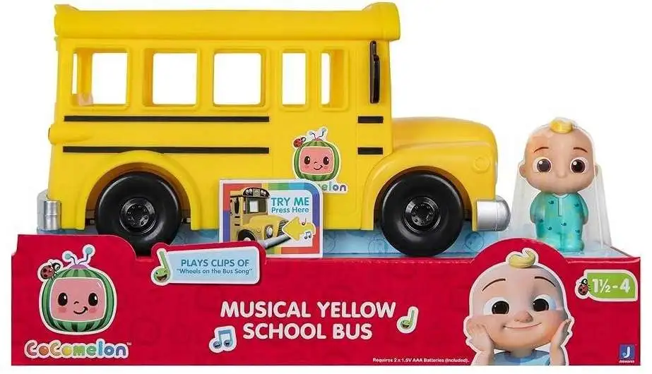 CoComelon Musical Yellow School Bus Vehicle with Sound [Includes JJ Figure!]