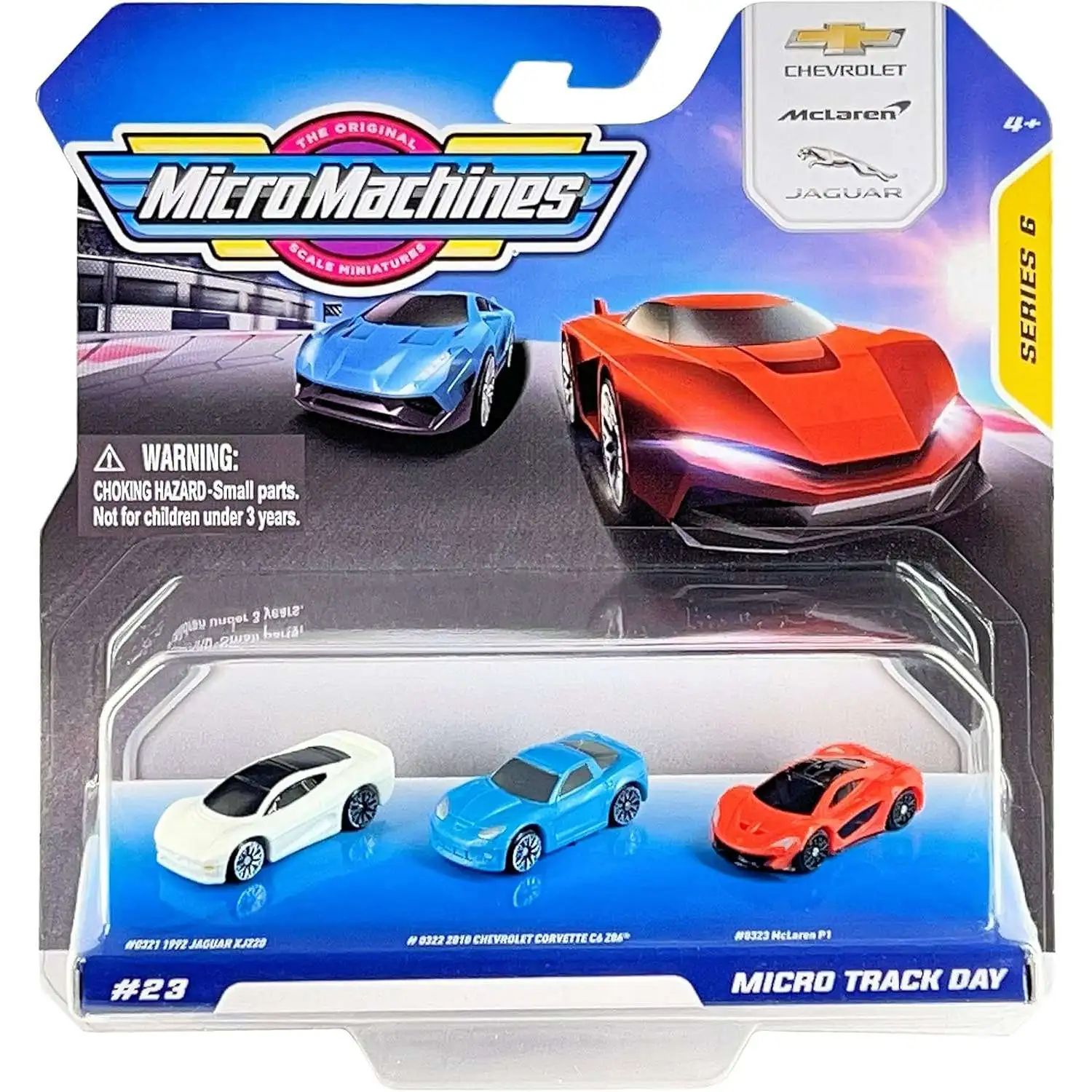 Micro Machines Series 6 Micro Track Day Vehicle 3-Pack [1992 Jaguar XJ220, 2019 Corvette C6 Z06 & McLaren P1, Damaged Package]