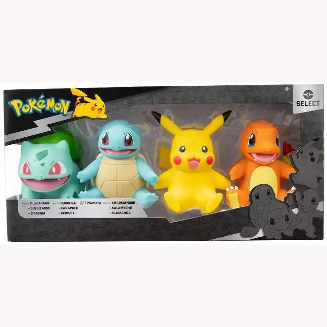 Pokemon Select Series Bulbasaur, Squirtle, Pikachu & Charmander 4-Inch Figure 4-Pack
