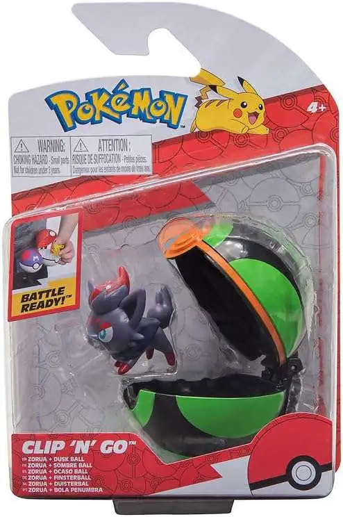 Pokemon Clip N Go Zorua Dusk Ball Figure Set Jazwares - ToyWiz