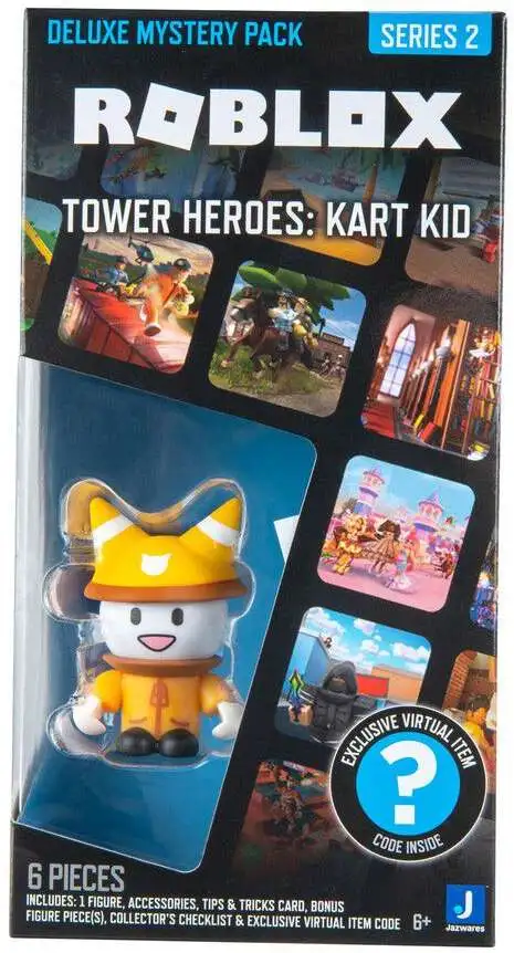 Roblox Action Collection - Tower Heroes: Kart Kid Deluxe Mystery Figure  Pack + Two Mystery Figure Bundle [Includes 3 Exclusive Virtual Items]