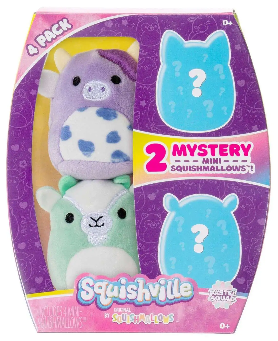 Squishmallows Squishville! Pastel Squad 2-Inch Mini Plush 4-Pack Set