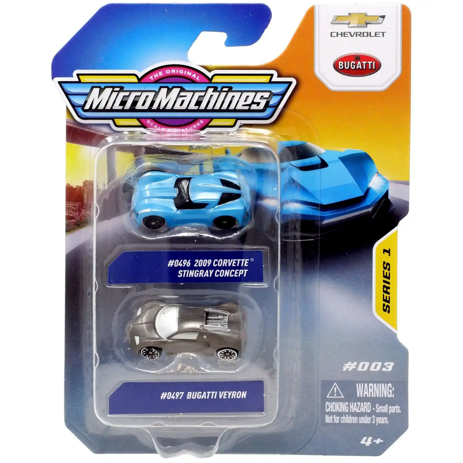 Micro Machines 2009 Corvette Stingray Concept & Bugatti Veyron Vehicle 2-Pack #003