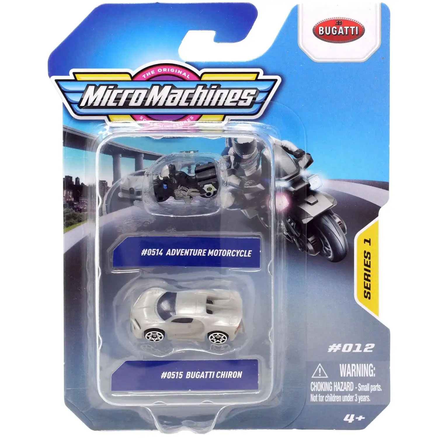 Micro Machines Adventure Motorcycle & Bugatti Chiron Vehicle 2-Pack