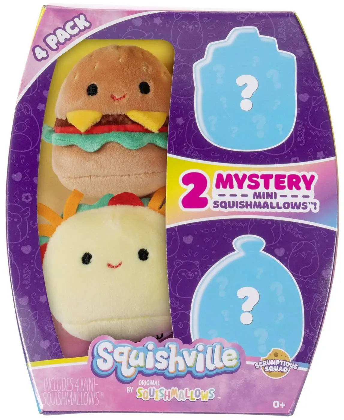 Squishmallows Squishville! Scrumptious Squad 2-Inch Mini Plush 4-Pack Set