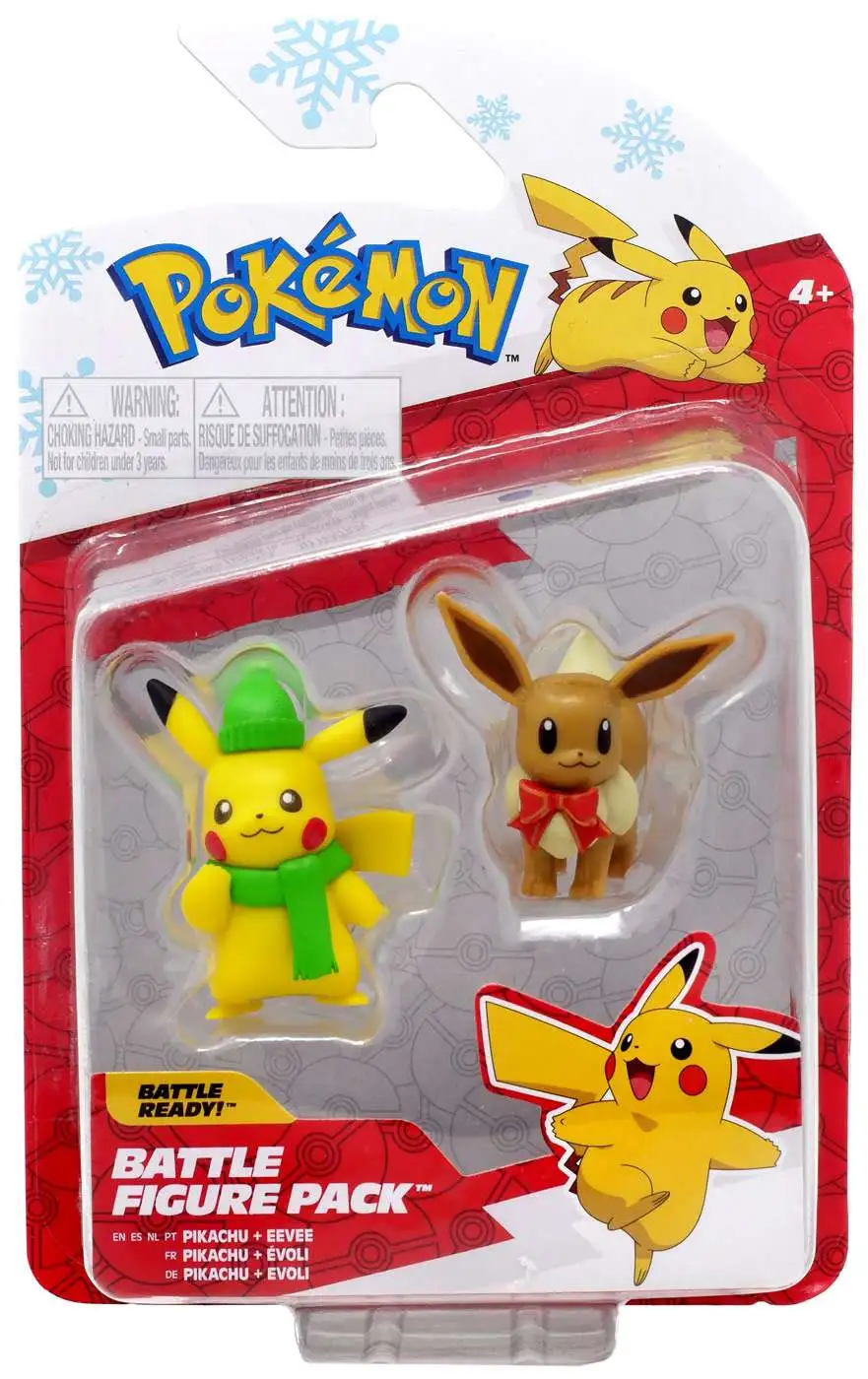 Pokemon Battle Figure Pikachu & Eevee 3-Inch Mini Figure 2-Pack [Holiday]