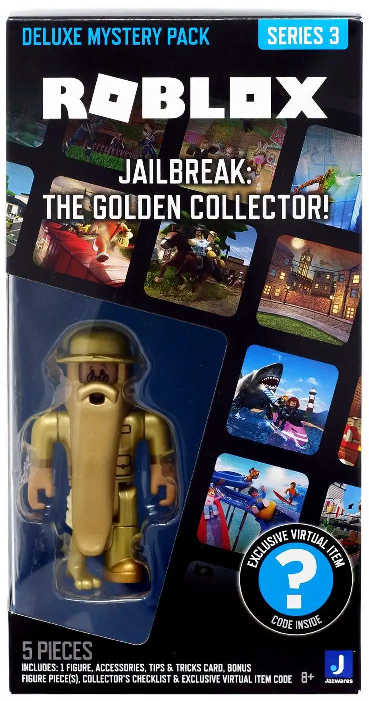 Roblox Deluxe Mystery Pack Code Series 3 JAILBREAK THE GOLDEN COLLECTOR W/  CODE