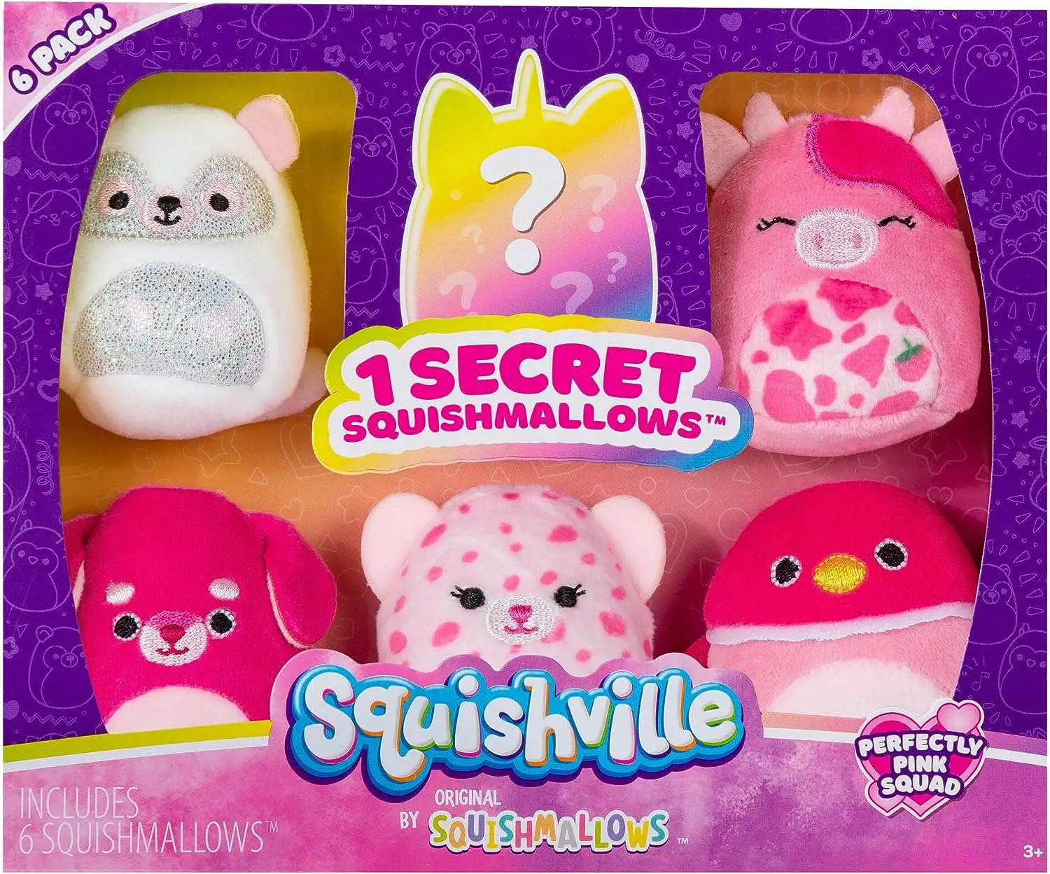 Squishmallows Squishville! Perfectly Pink Squad 2-Inch Mini Plush 6-Pack Set