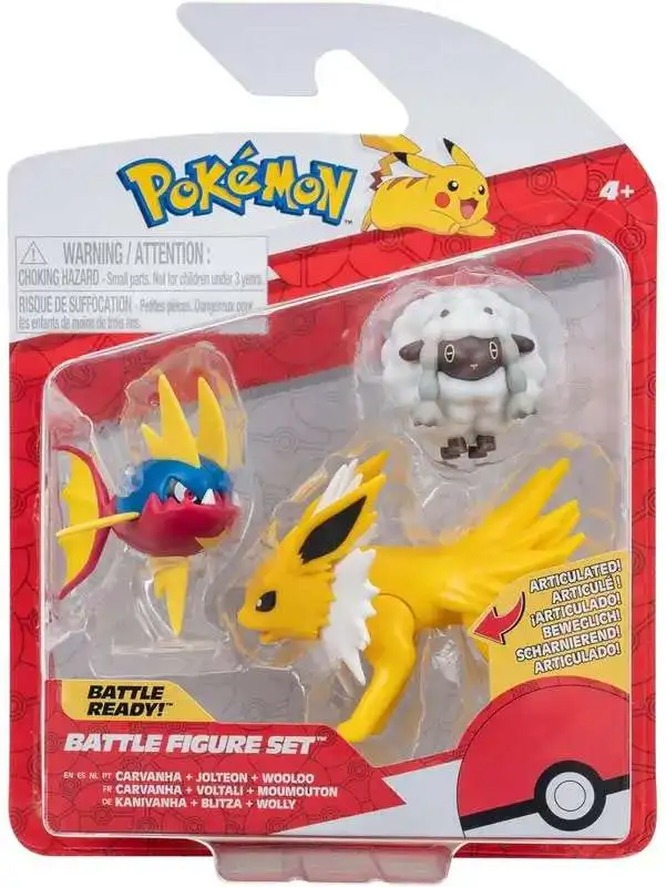 Pokemon Battle Figure Carvanha, Jolteon & Wooloo 3-Inch Mini Figure 3-Pack